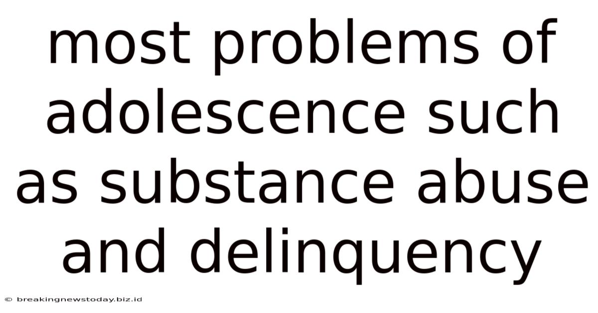 Most Problems Of Adolescence Such As Substance Abuse And Delinquency