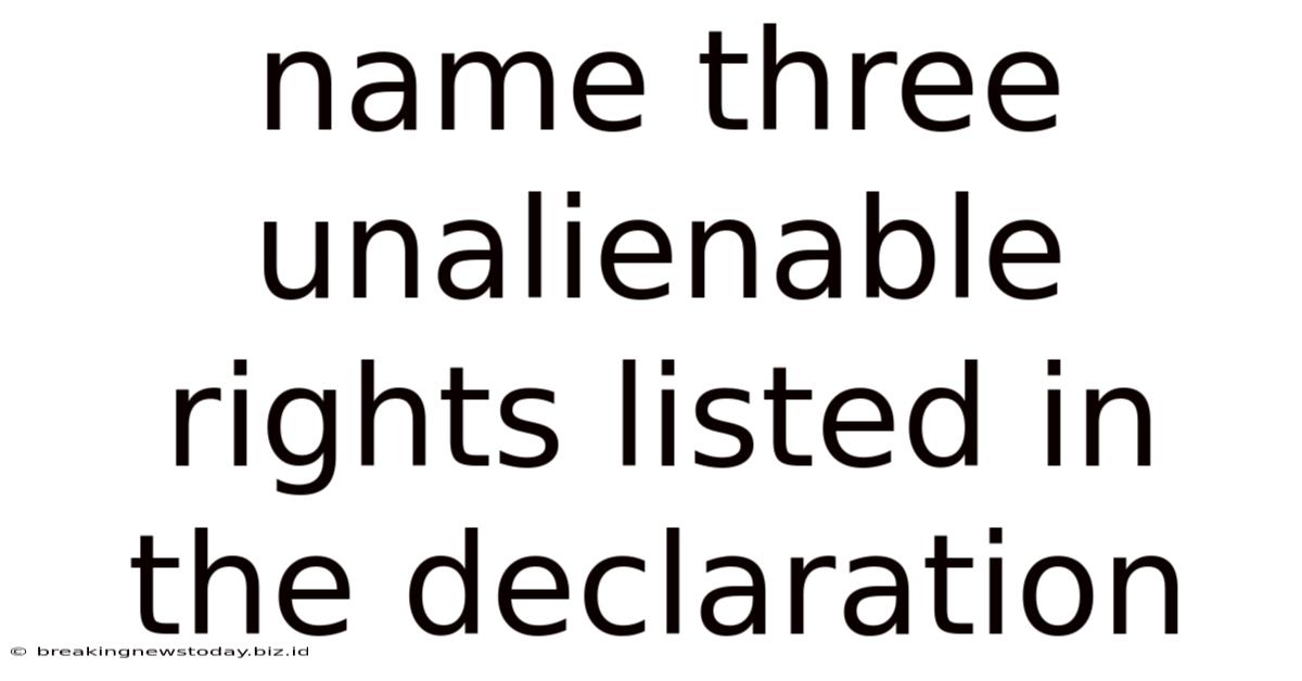 Name Three Unalienable Rights Listed In The Declaration