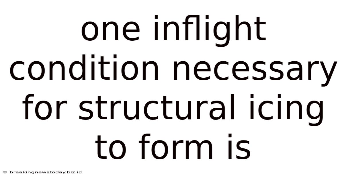 One Inflight Condition Necessary For Structural Icing To Form Is