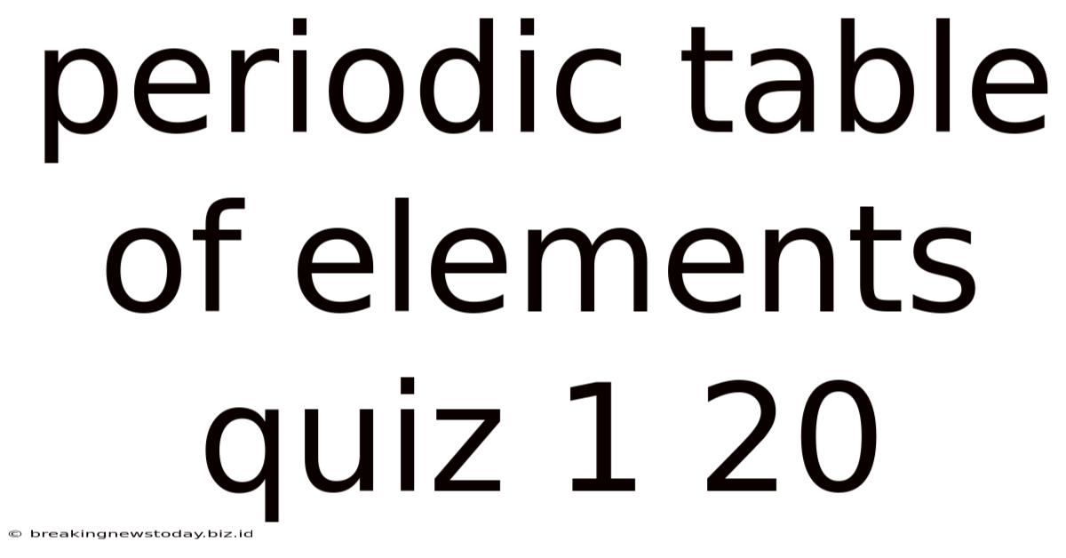 Periodic Table Of Elements Quiz 1 20