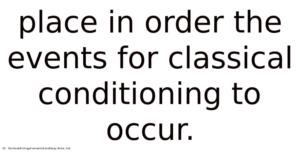 Place In Order The Events For Classical Conditioning To Occur.