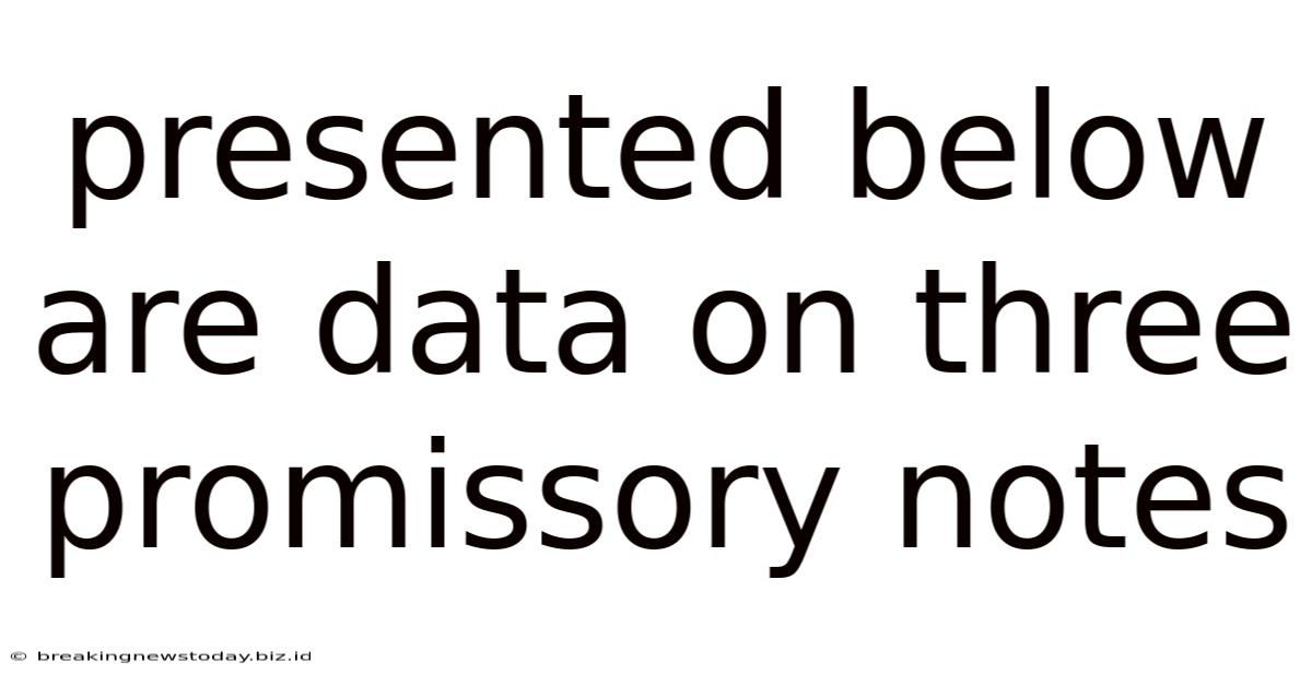 Presented Below Are Data On Three Promissory Notes