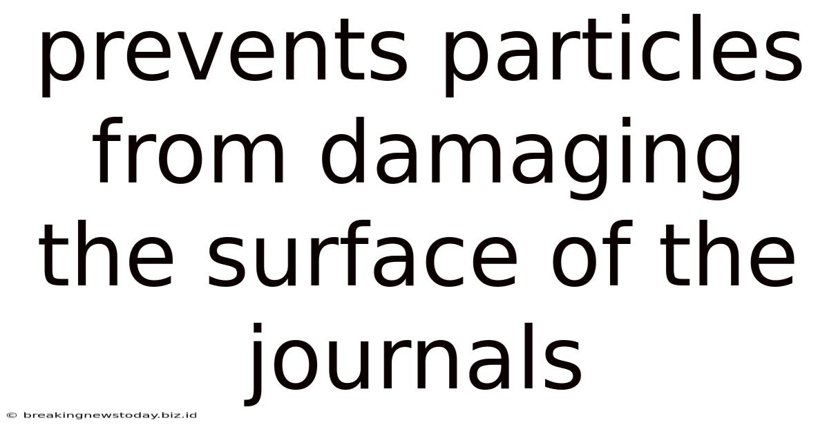 Prevents Particles From Damaging The Surface Of The Journals