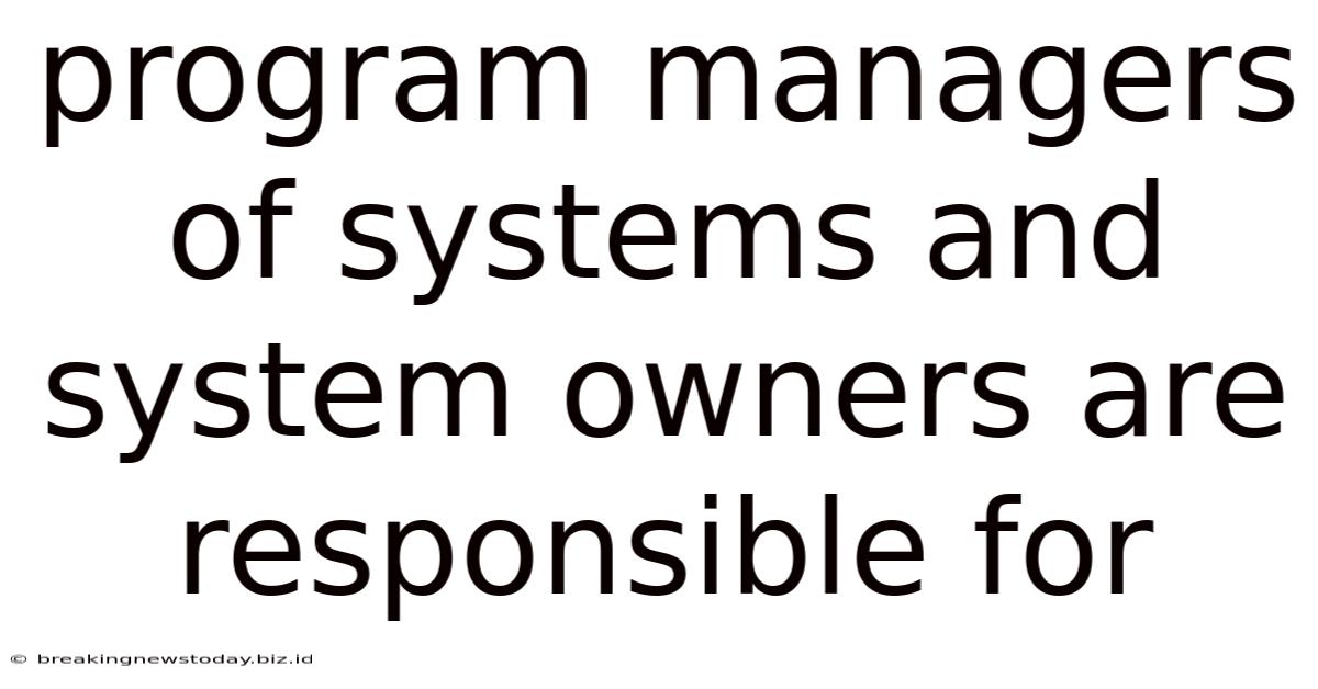 Program Managers Of Systems And System Owners Are Responsible For