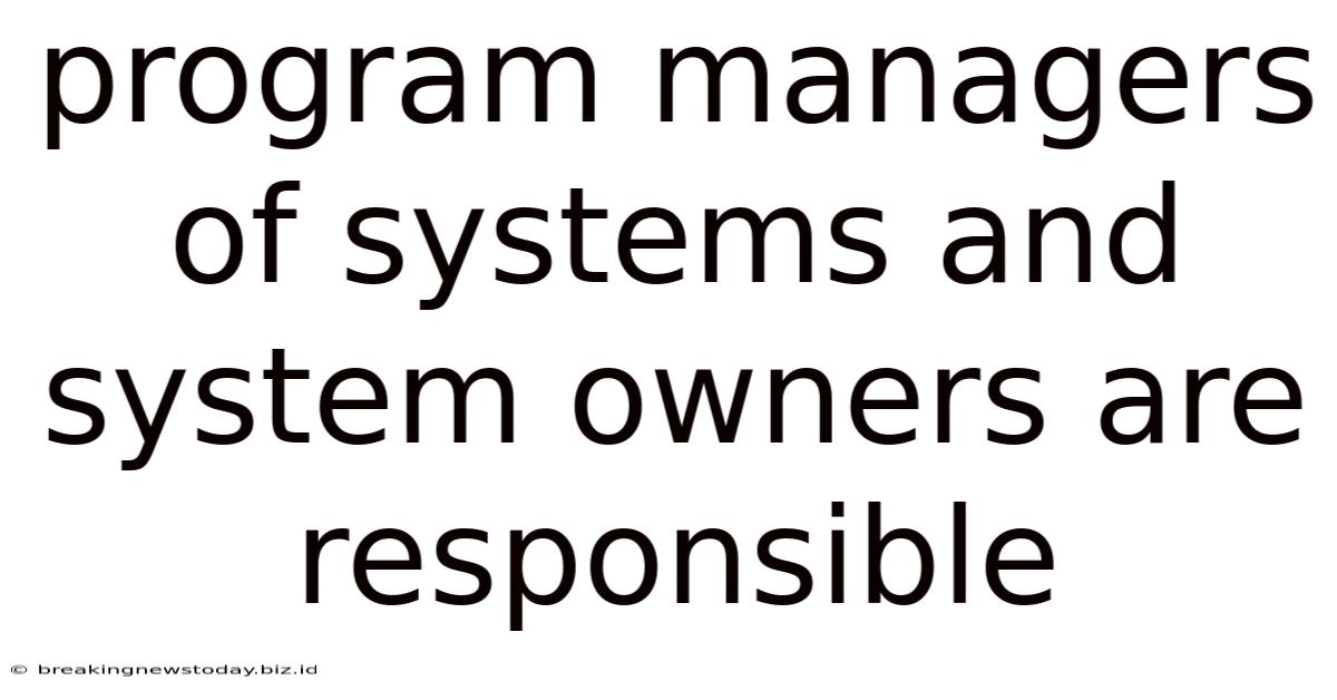 Program Managers Of Systems And System Owners Are Responsible