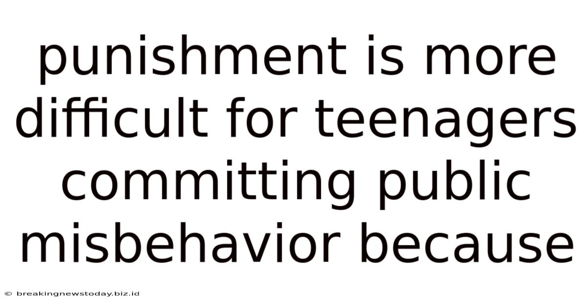 Punishment Is More Difficult For Teenagers Committing Public Misbehavior Because