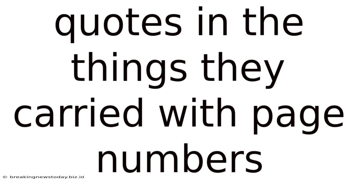 Quotes In The Things They Carried With Page Numbers