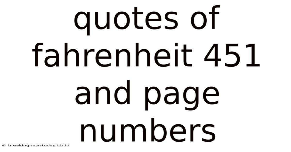 Quotes Of Fahrenheit 451 And Page Numbers