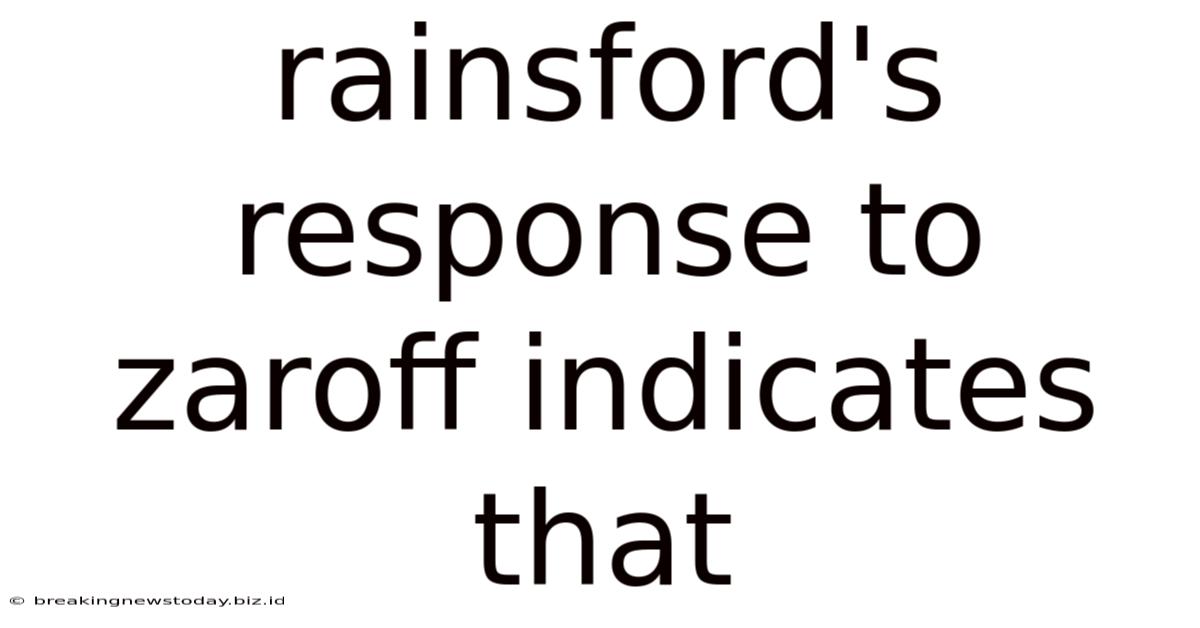 Rainsford's Response To Zaroff Indicates That
