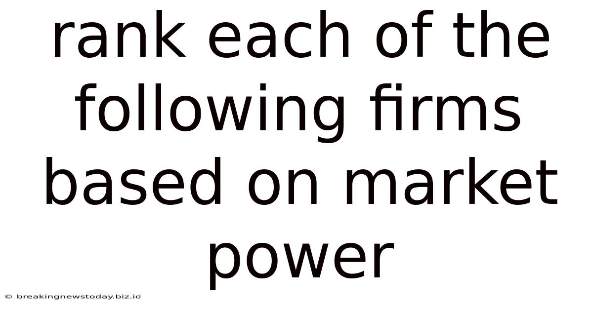 Rank Each Of The Following Firms Based On Market Power