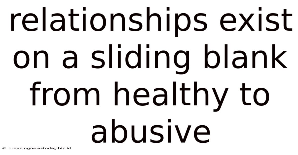Relationships Exist On A Sliding Blank From Healthy To Abusive