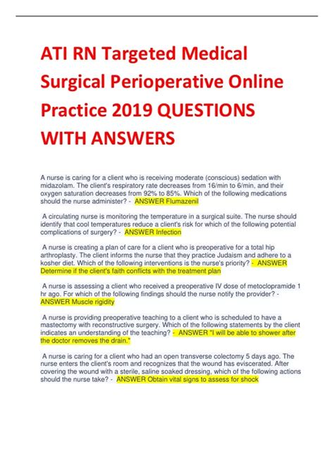 Rn Targeted Medical Surgical Perioperative Online Practice 2019