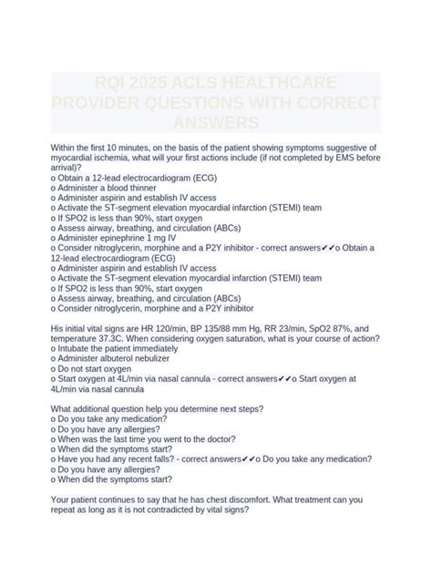 Rqi 2025 Healthcare Provider Als Answers Quizlet Pdf