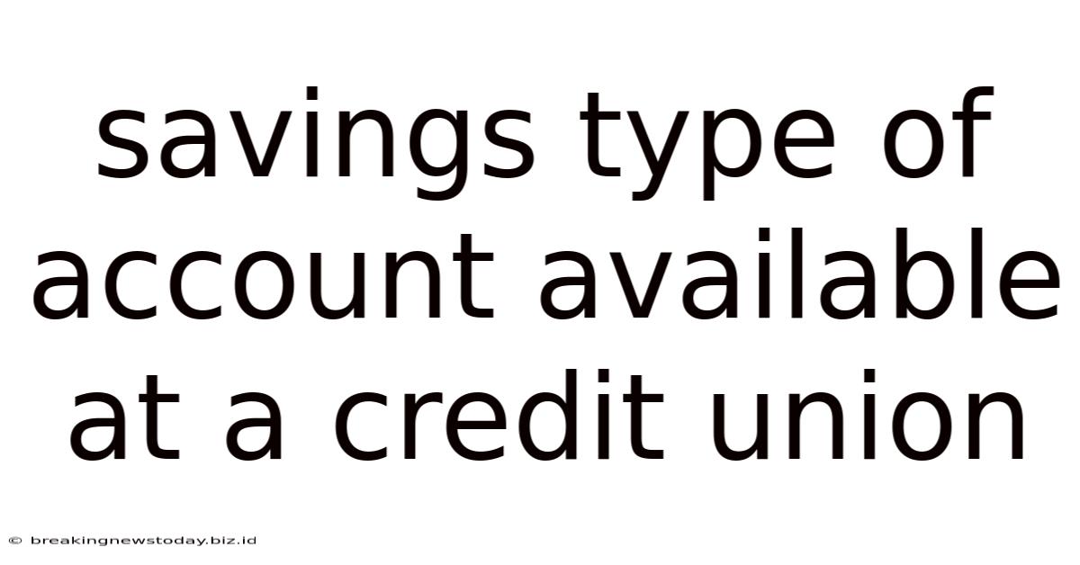 Savings Type Of Account Available At A Credit Union