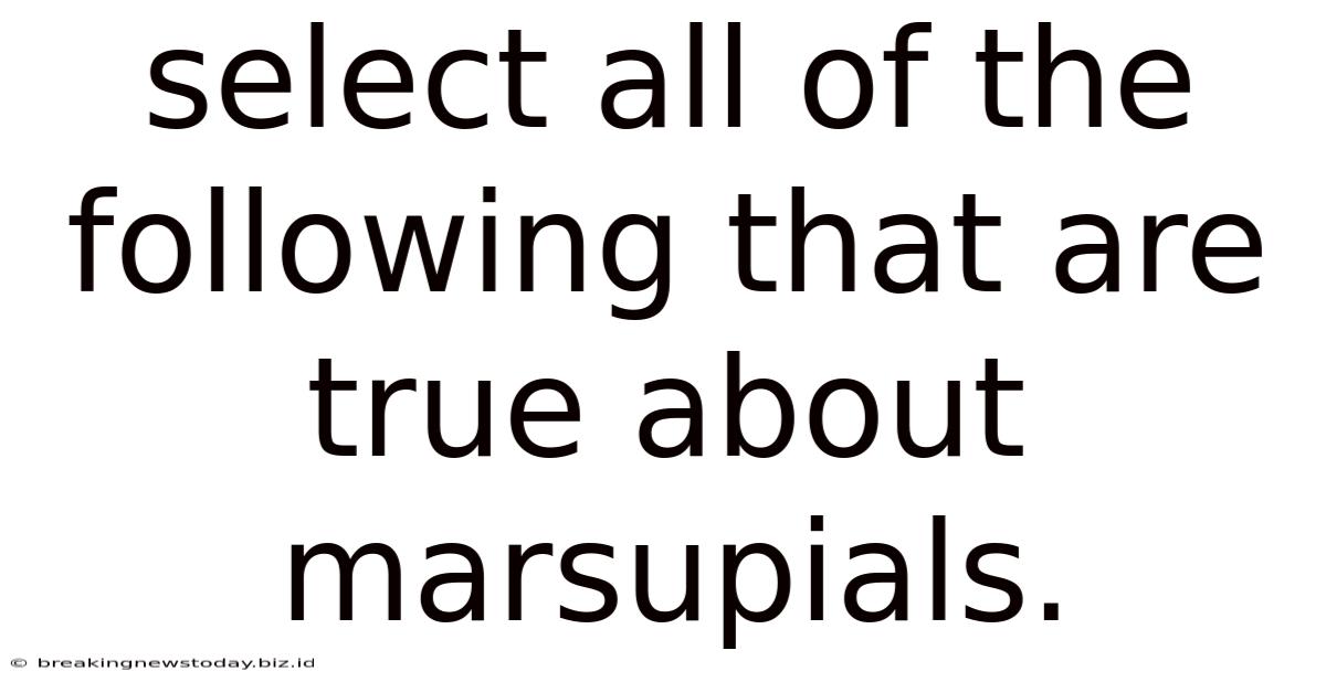 Select All Of The Following That Are True About Marsupials.