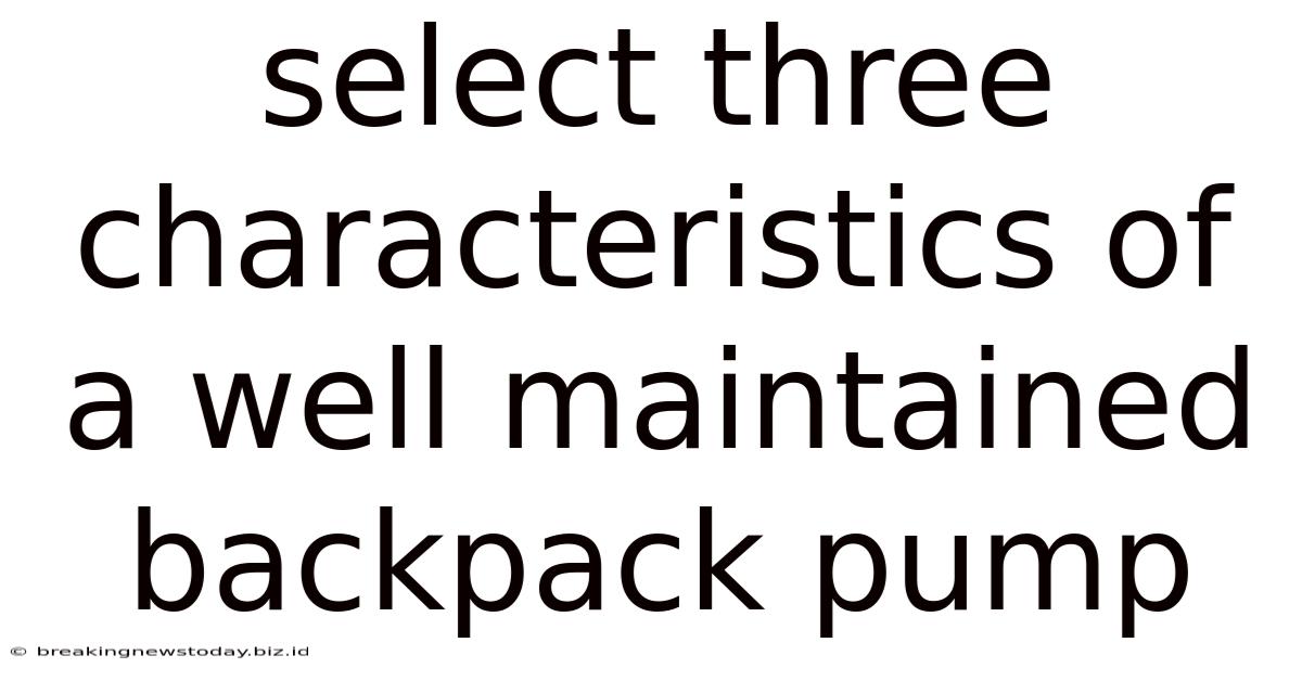 Select Three Characteristics Of A Well Maintained Backpack Pump