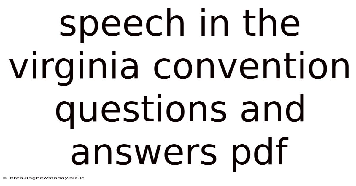 Speech In The Virginia Convention Questions And Answers Pdf