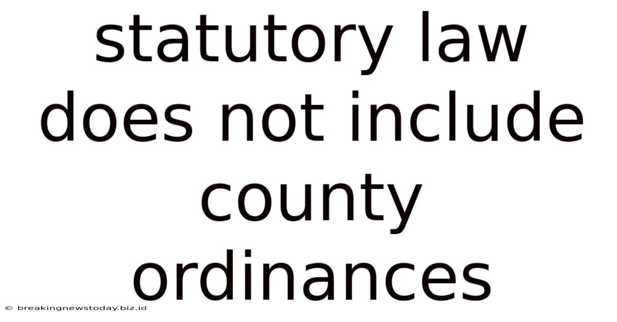 Statutory Law Does Not Include County Ordinances