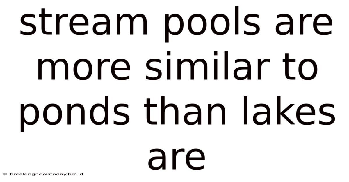 Stream Pools Are More Similar To Ponds Than Lakes Are