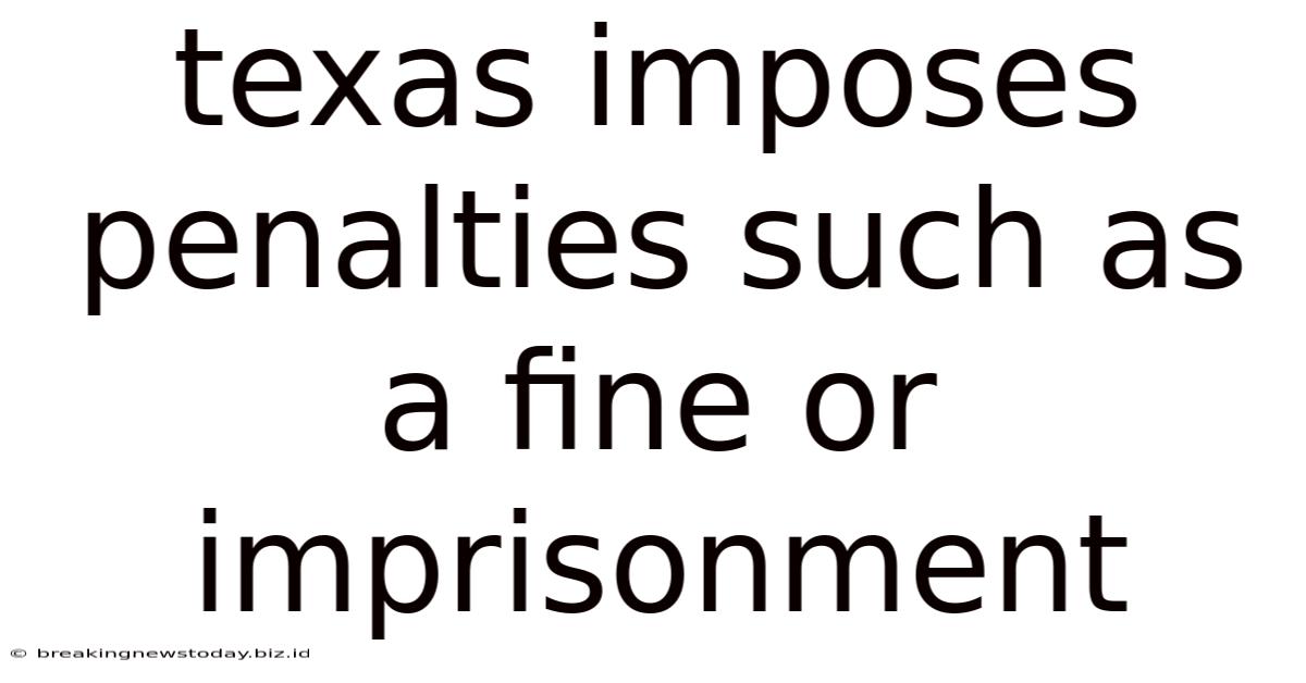 Texas Imposes Penalties Such As A Fine Or Imprisonment