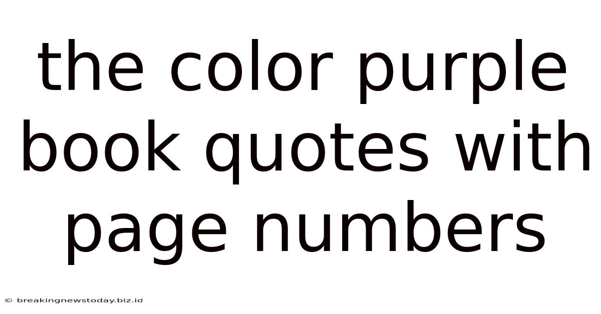 The Color Purple Book Quotes With Page Numbers