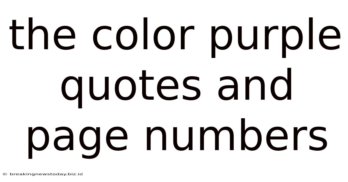 The Color Purple Quotes And Page Numbers
