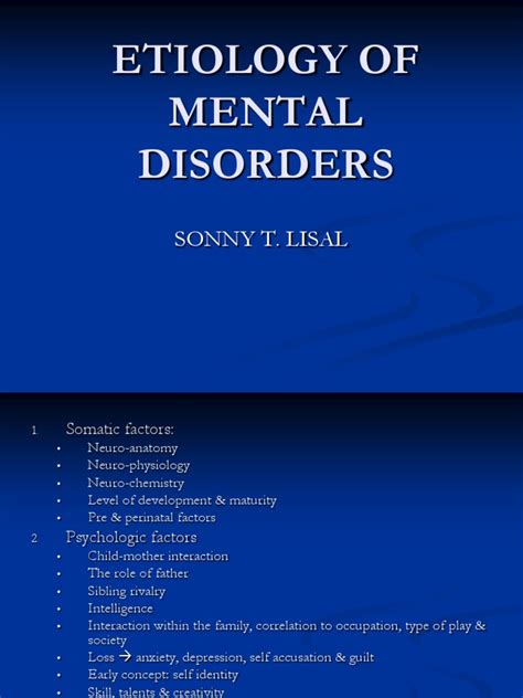 The Etiology For Mental Disorders Is A Description Of Its