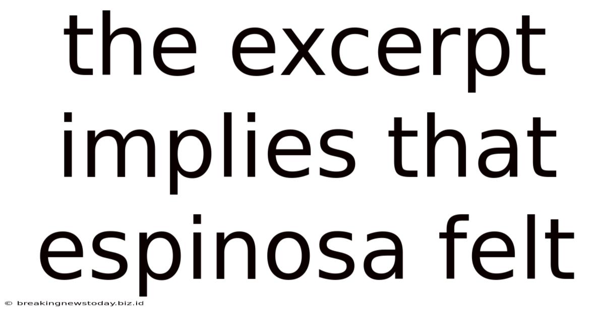 The Excerpt Implies That Espinosa Felt