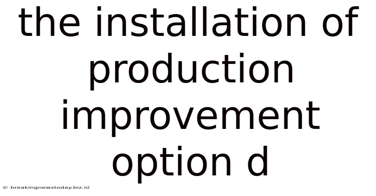 The Installation Of Production Improvement Option D
