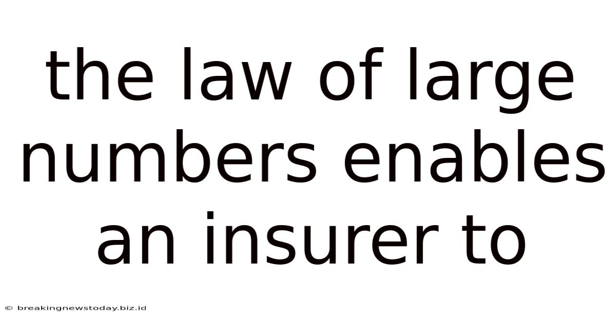 The Law Of Large Numbers Enables An Insurer To