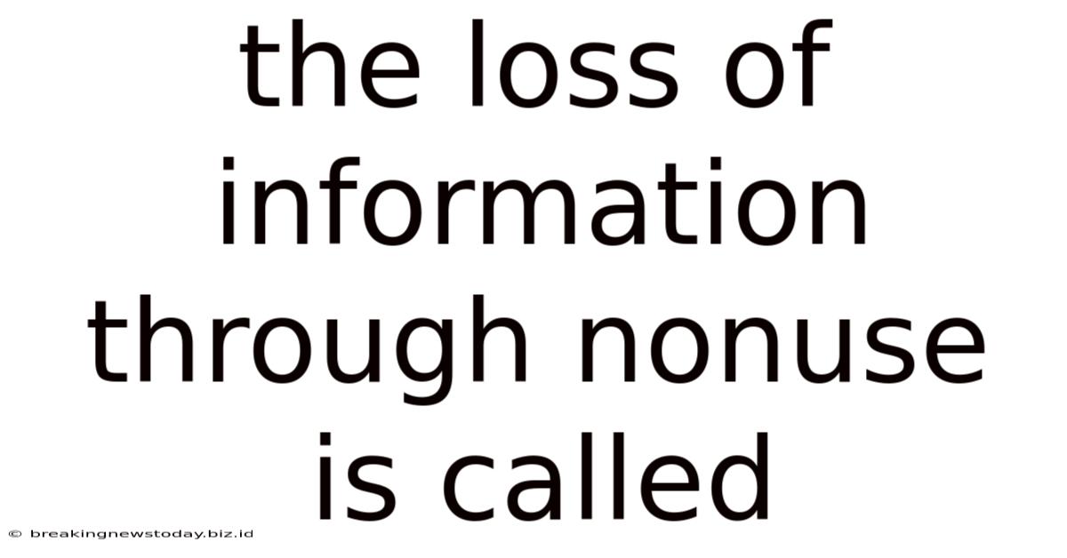 The Loss Of Information Through Nonuse Is Called