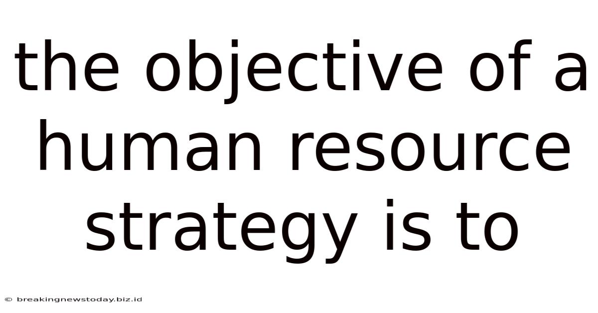 The Objective Of A Human Resource Strategy Is To