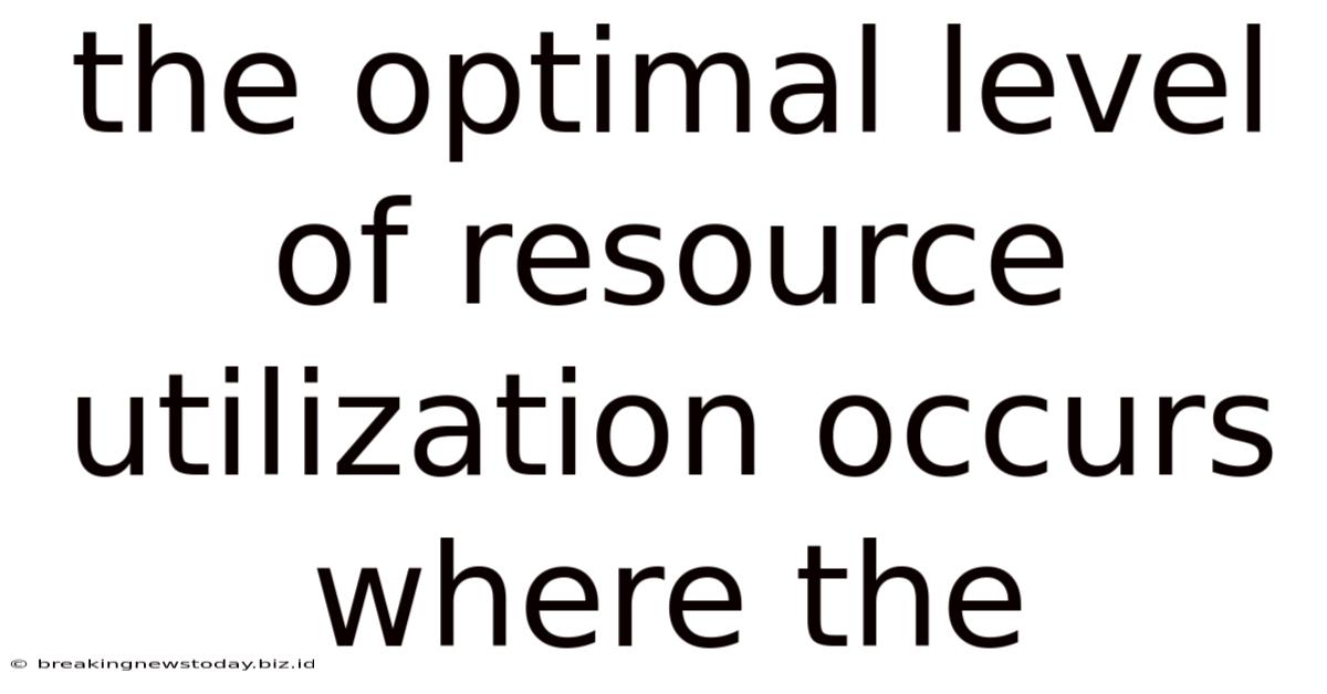 The Optimal Level Of Resource Utilization Occurs Where The