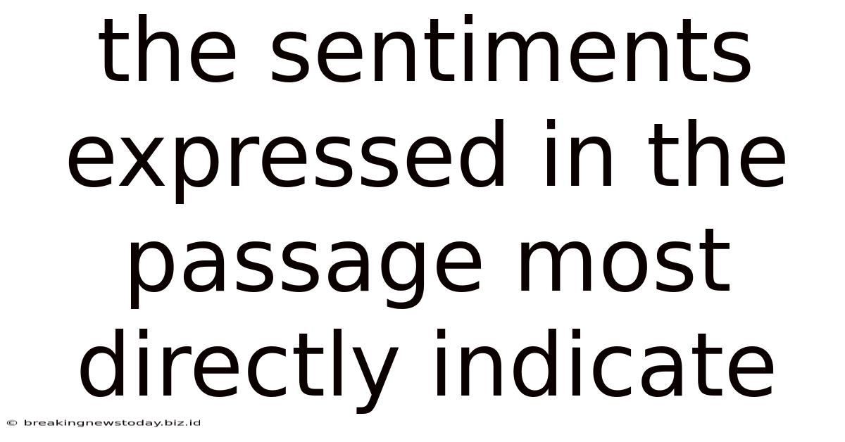 The Sentiments Expressed In The Passage Most Directly Indicate