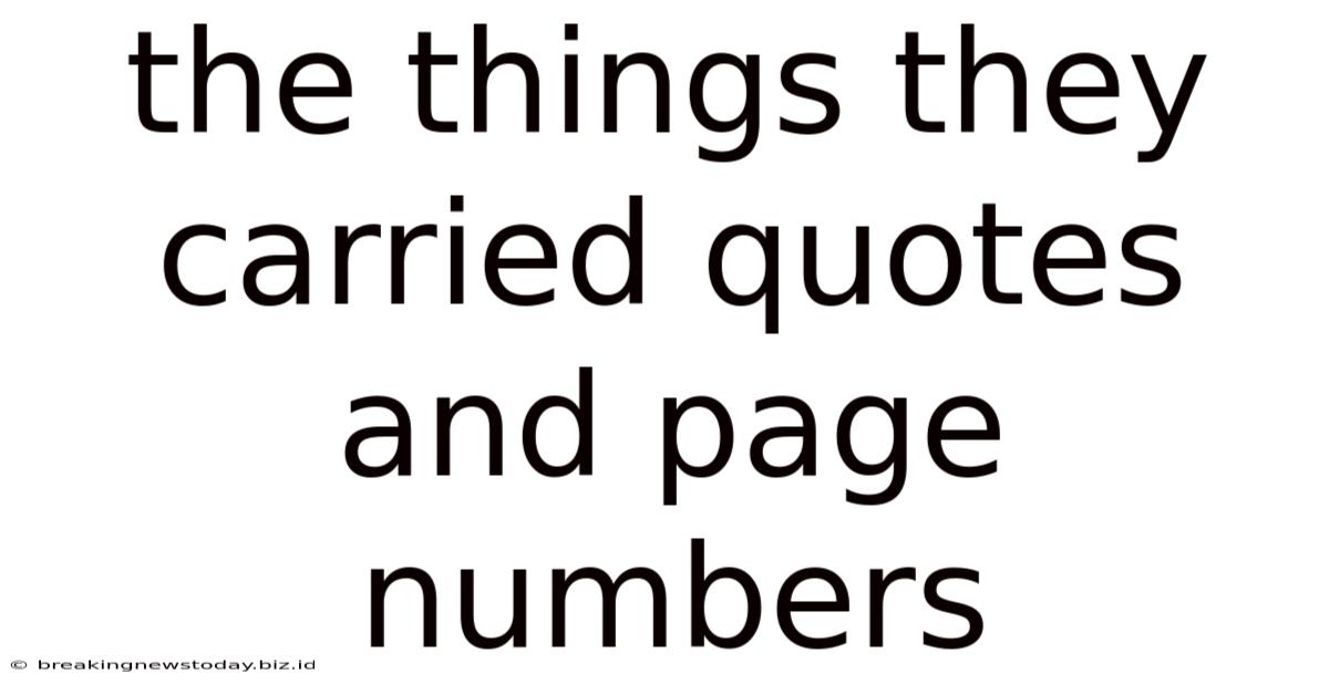 The Things They Carried Quotes And Page Numbers