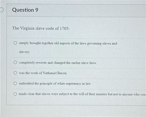 The Virginia Slave Code Of 1705 Quizlet