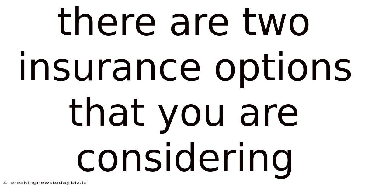 There Are Two Insurance Options That You Are Considering