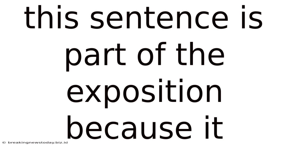 This Sentence Is Part Of The Exposition Because It