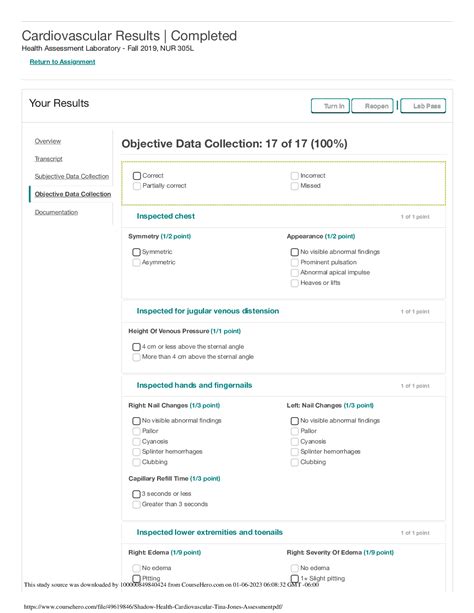 Tina Jones Cardiovascular Shadow Health Objective Quizlet