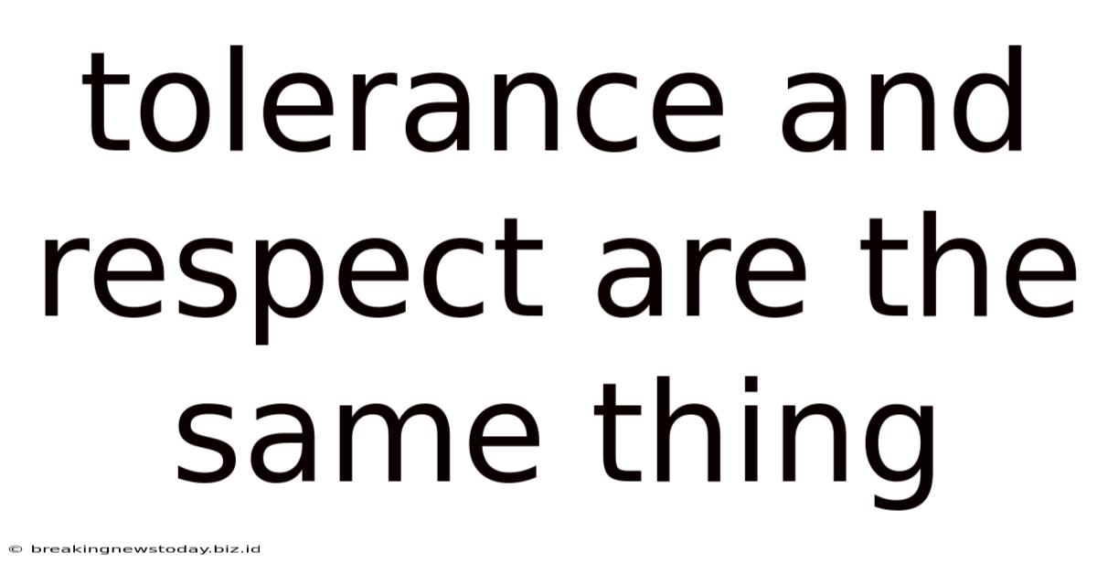 Tolerance And Respect Are The Same Thing
