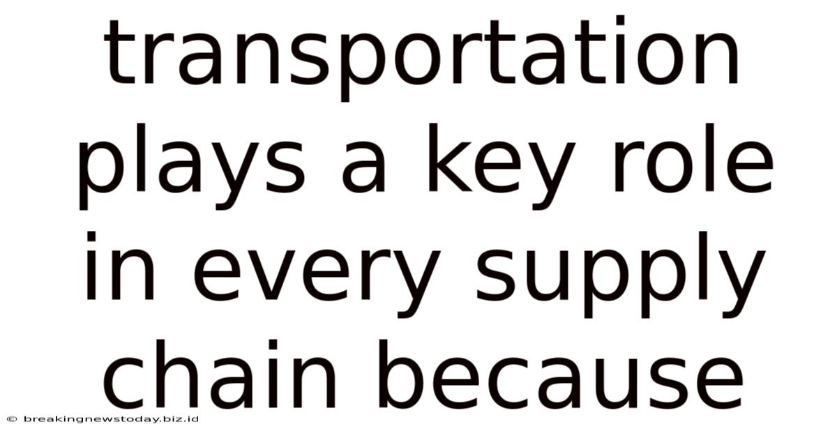 Transportation Plays A Key Role In Every Supply Chain Because