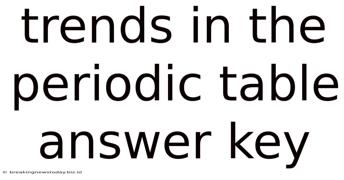 Trends In The Periodic Table Answer Key