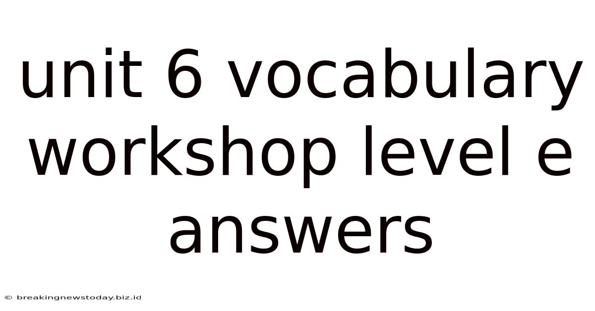 Unit 6 Vocabulary Workshop Level E Answers