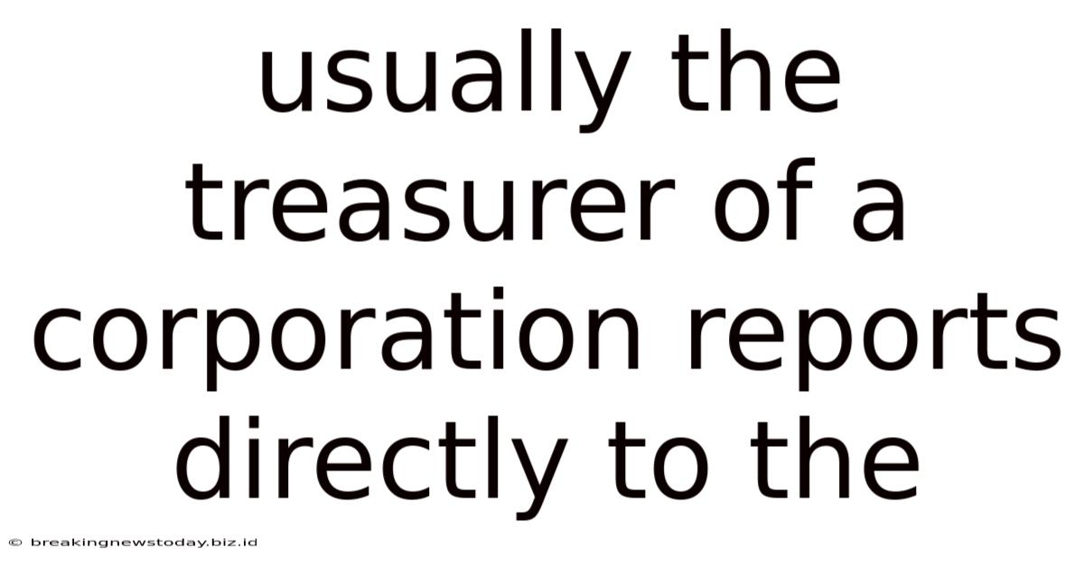 Usually The Treasurer Of A Corporation Reports Directly To The