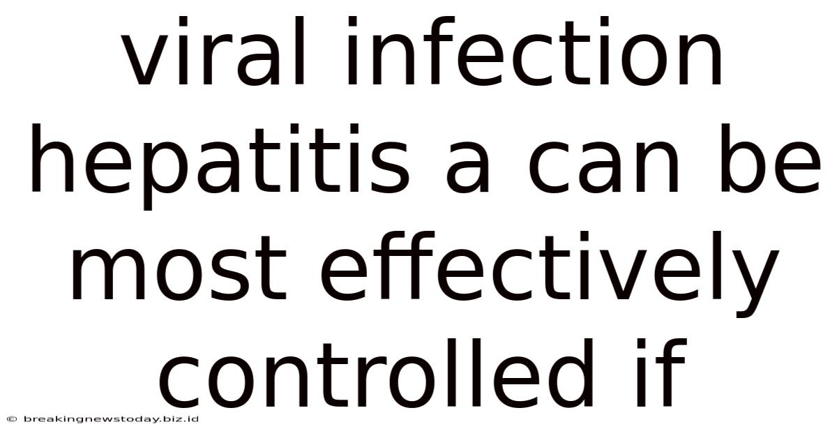Viral Infection Hepatitis A Can Be Most Effectively Controlled If