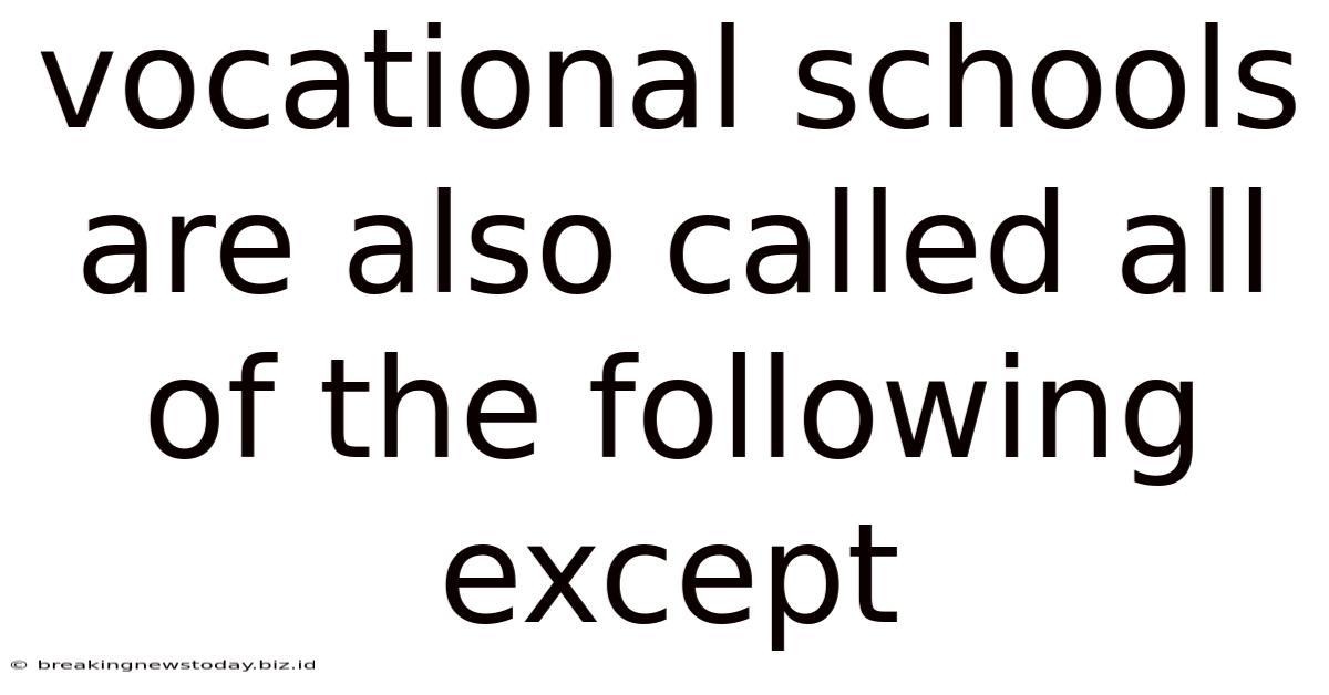 Vocational Schools Are Also Called All Of The Following Except