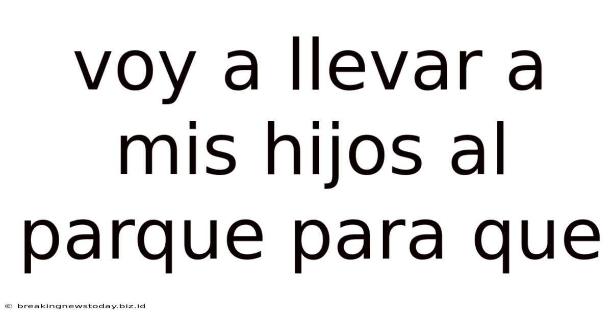 Voy A Llevar A Mis Hijos Al Parque Para Que