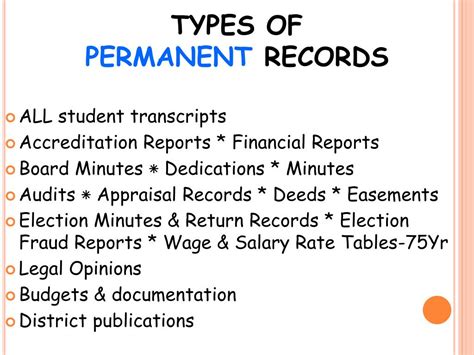 What Are Some Examples Of Permanent Records