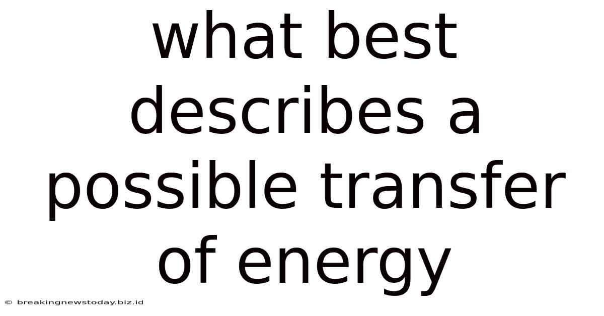 What Best Describes A Possible Transfer Of Energy