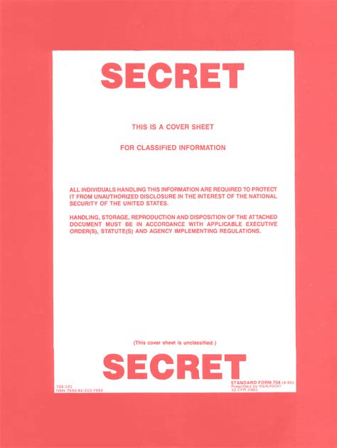 What Coversheet Is Attached To Protect A Secret Document